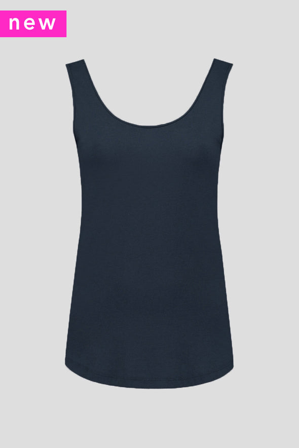 2 x Navy, Skyblue L 3-pack luxe women bamboo singlets